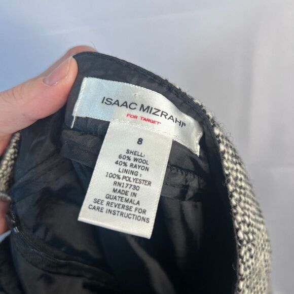 Isaac Mizrahi Black Tweed Wool Blend Lined Pencil Skirt Knee Length Size 8 MD - Picture 6 of 8